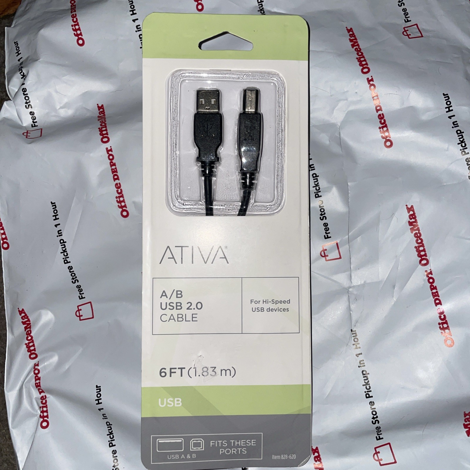 ATIVA A/B USB 2.0 CABLE 10ft