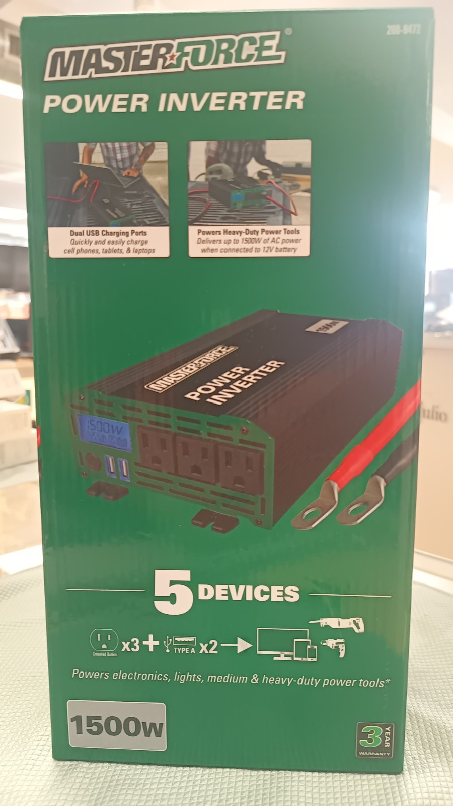Master-Force 260-9472 1500W Power Inverter 5 Devices New