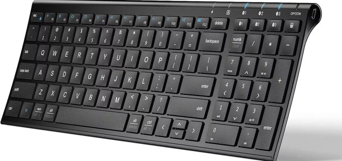 iClever IC-BK10 Black  Multi Device Ultra Slim Rechargeable Wireless Keyboard