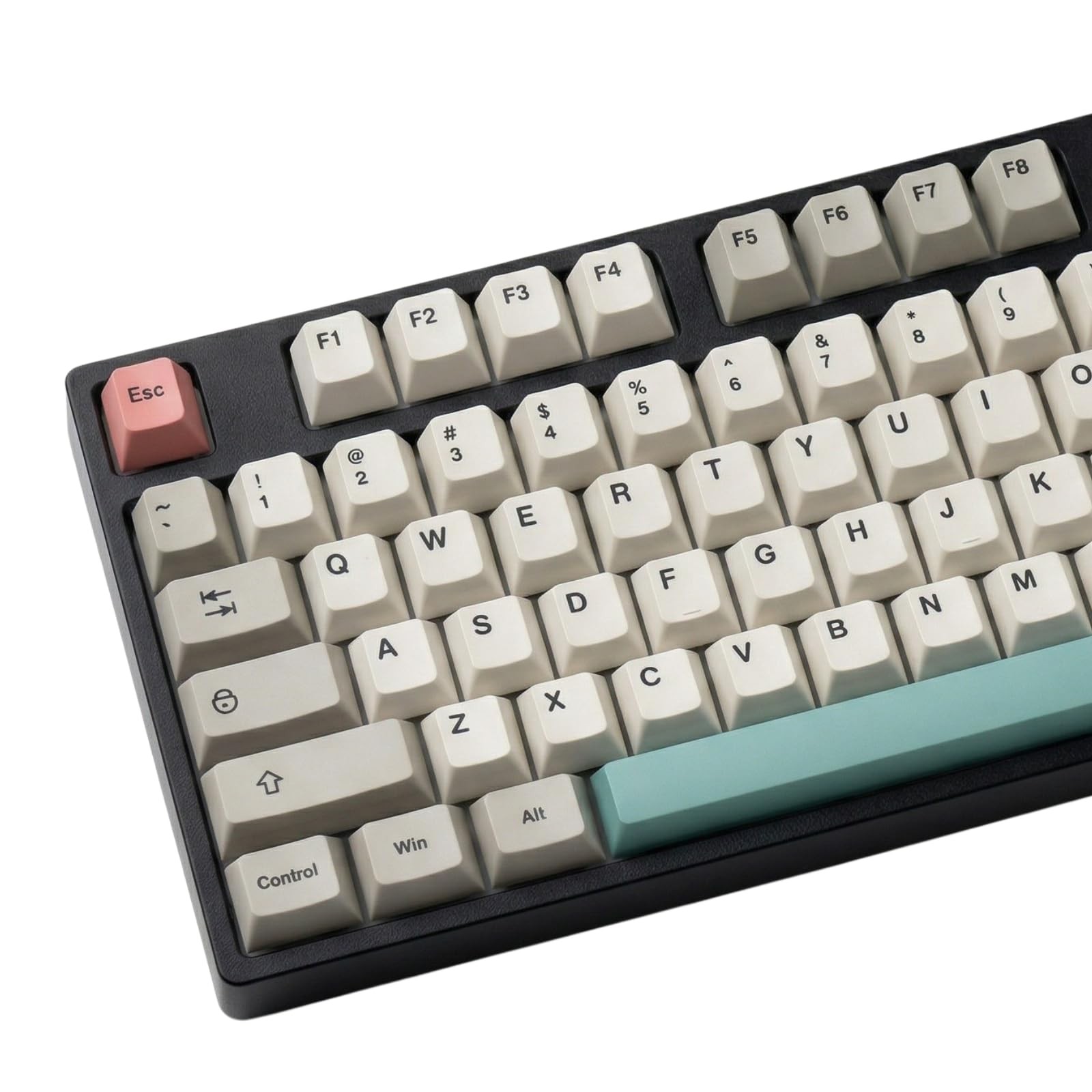 Retro 9009 Keycaps 148 Keys Beige Grey PBT DyeSub Set Pink Accents MX
