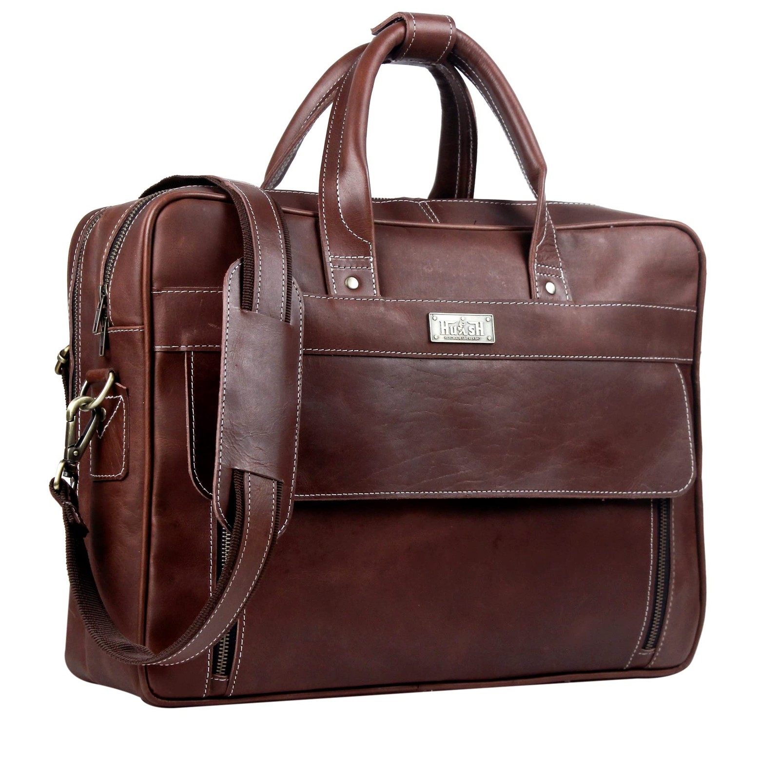 Handmade Vintage Genuine Leather Briefcase for Men 17 Inch Laptop Computer Ca...