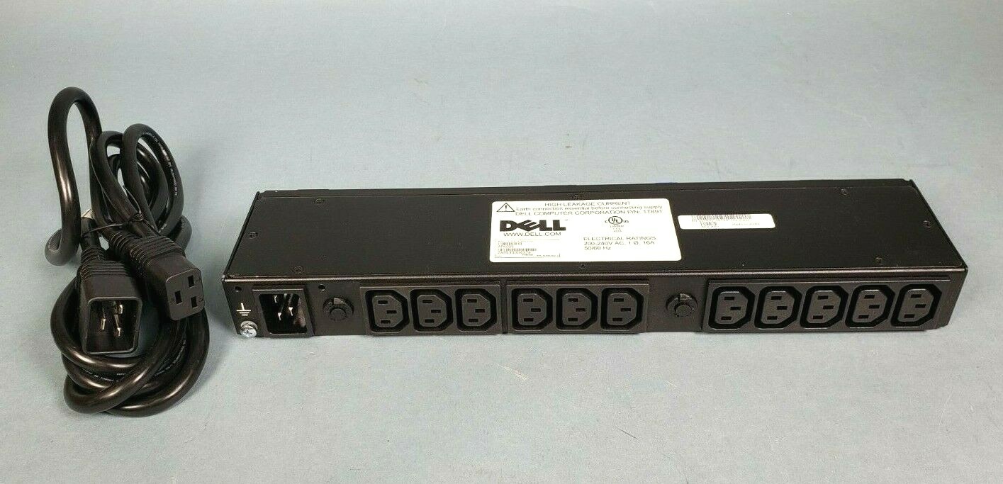 Dell AP6021 PDU 13x C13 Outlets 100-240VAC 1Ø 16A/20A C19-C20 Cable 1T891 