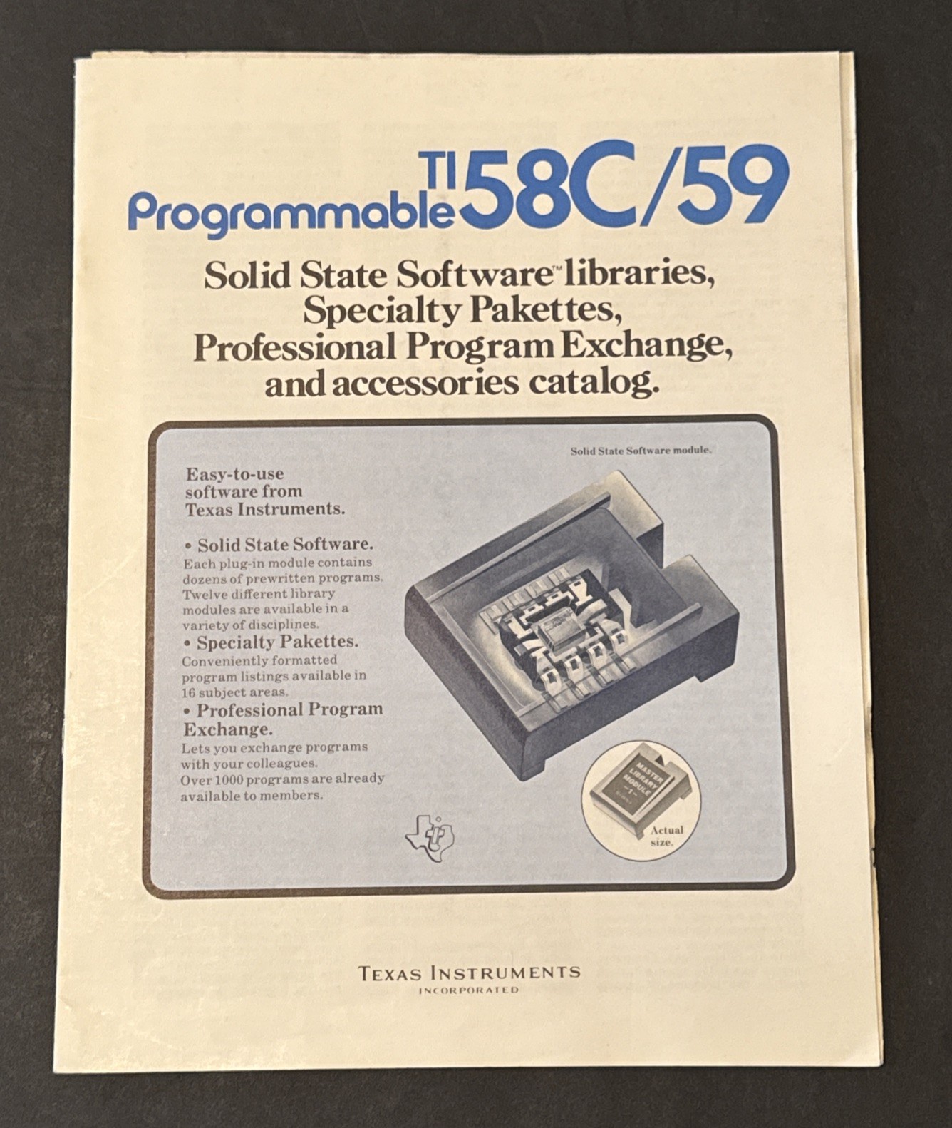 Programmable TI 58C/59 Solid State Software Libraries & Accessories Catalog