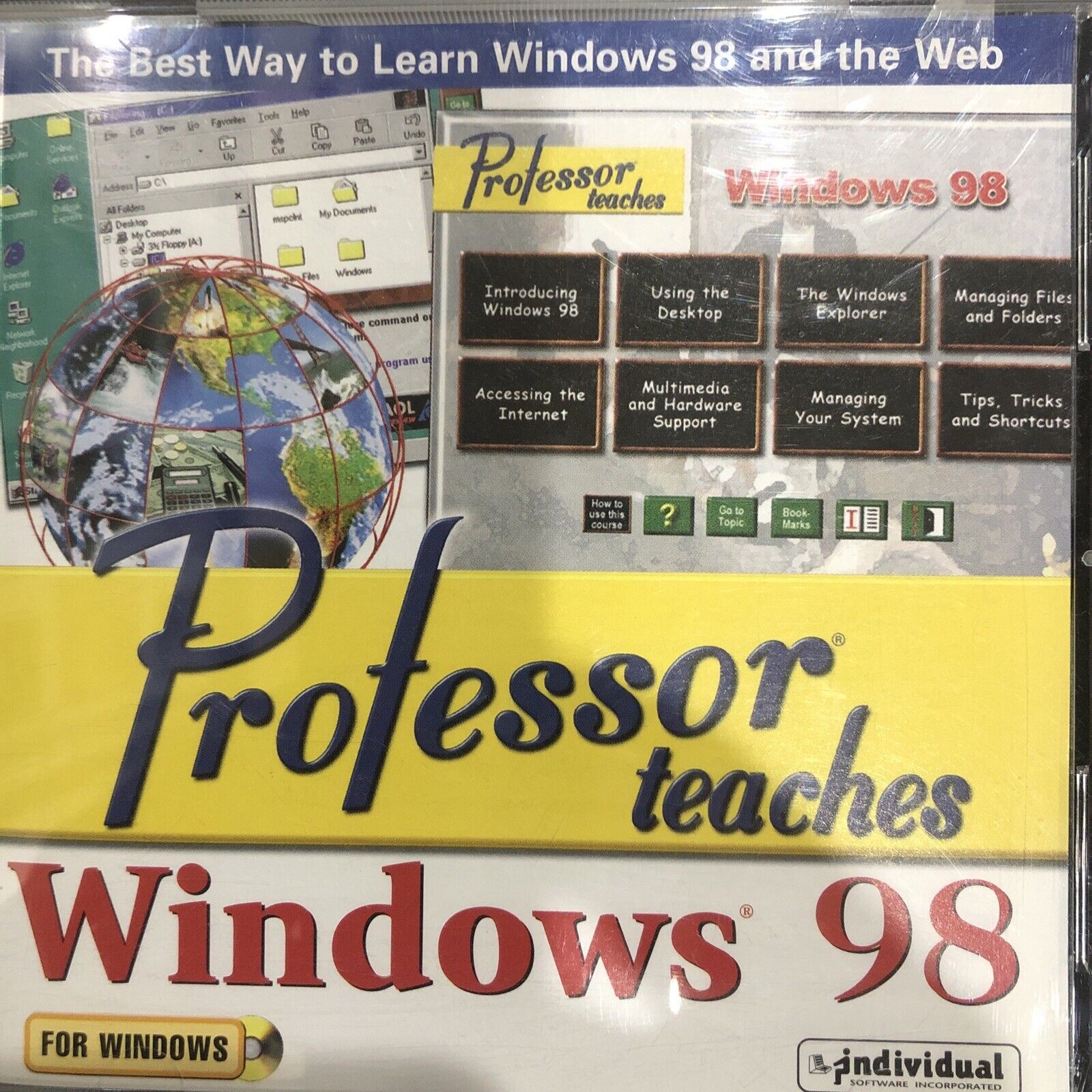 Professor Teaches Windows 98 PC CD ROM Educational Retro Rare