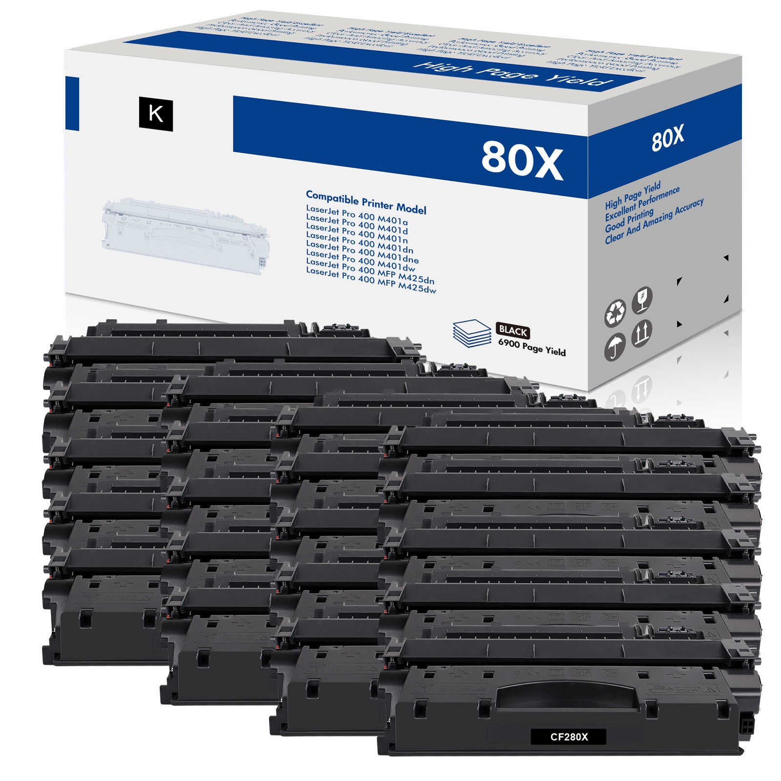 20PK High Yield CF280X 80X Toner Compatible for HP LaserJet Pro 400 M401d M401n