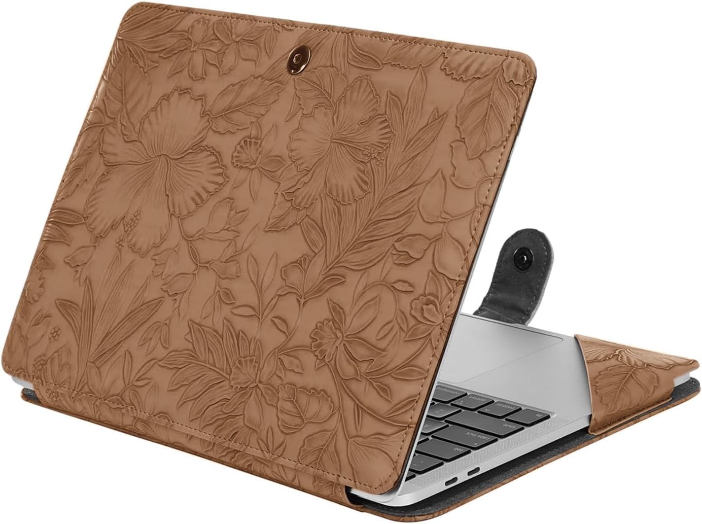 PU Leather Sleeve Case for Embossed Hibiscus Portfolio Protective Stand Cover