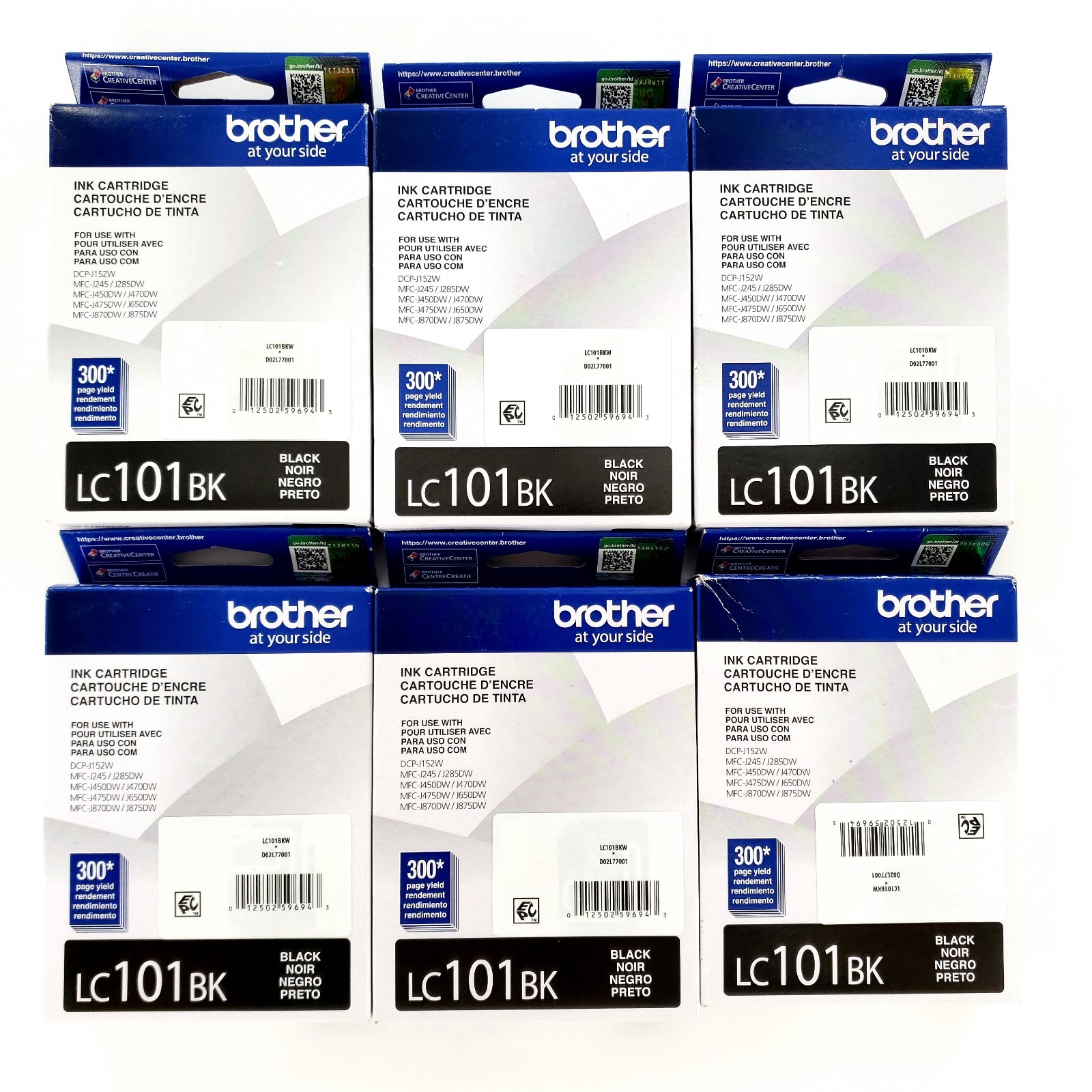 Genuine Brother LC101BK Ink Cartridge Black Lot Of 6 Exp. 2026/2027 Brand New