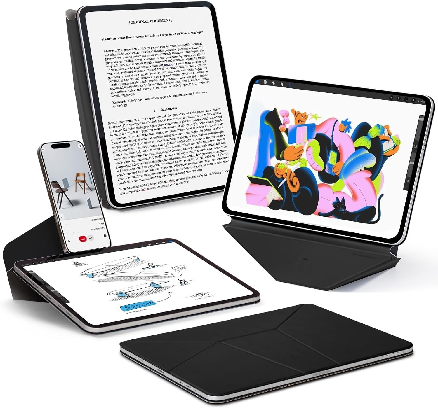 MOFT Dynamic Folio iPad Pro 13" M5 M4 Case Jet Black MS028-1-13Pro