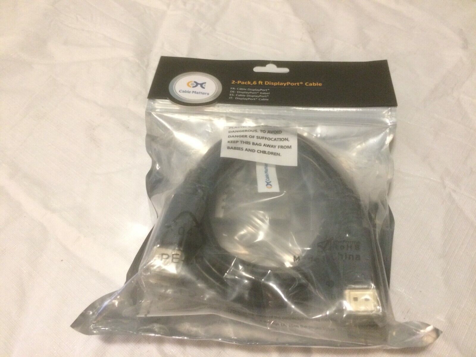 Cable Matters 2 Pack 6 Foot Displayport Cable New in unopened package