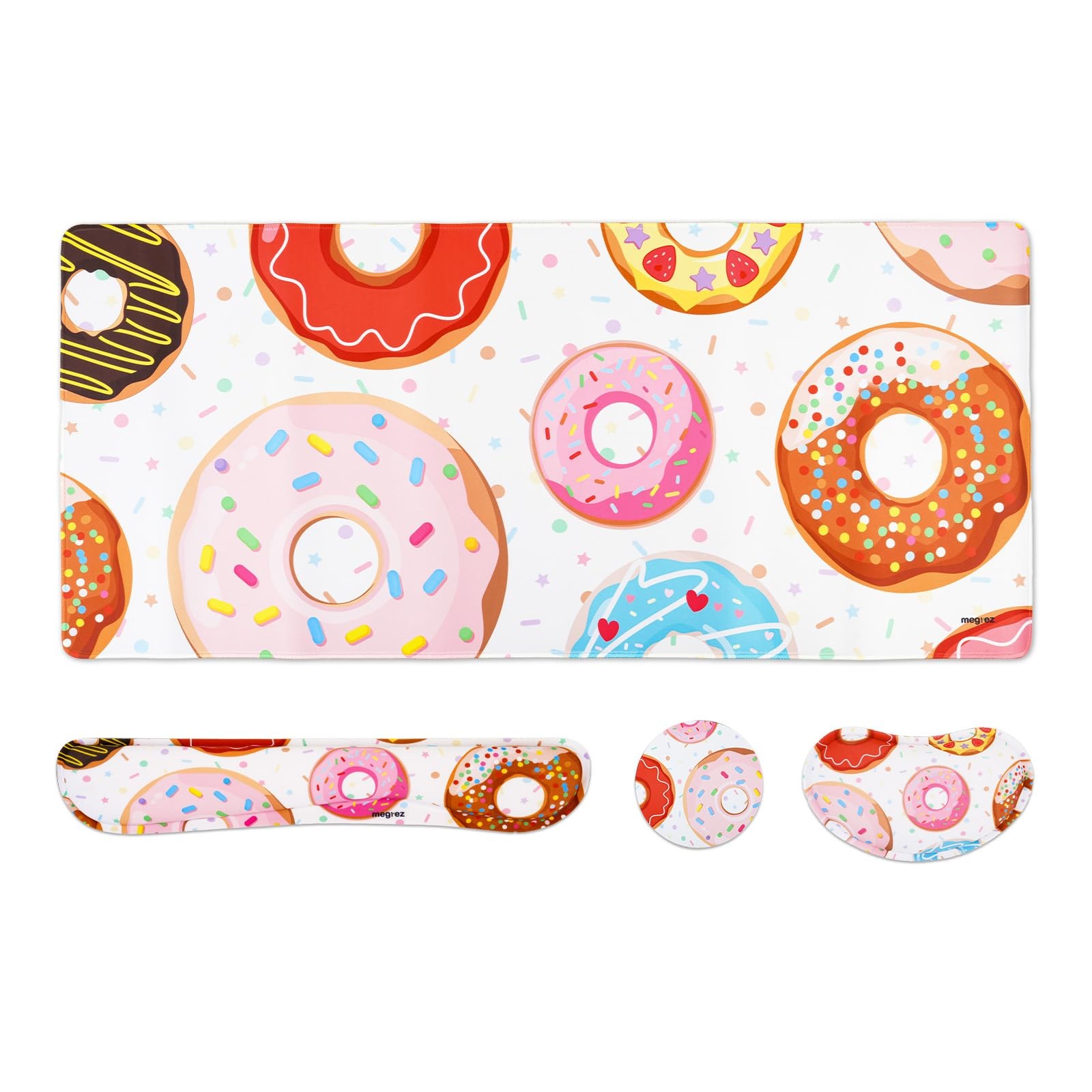 MEGREZ Keyboard Wrist Rest, 4-in-1 Ergonomic Memory Foam White Donut