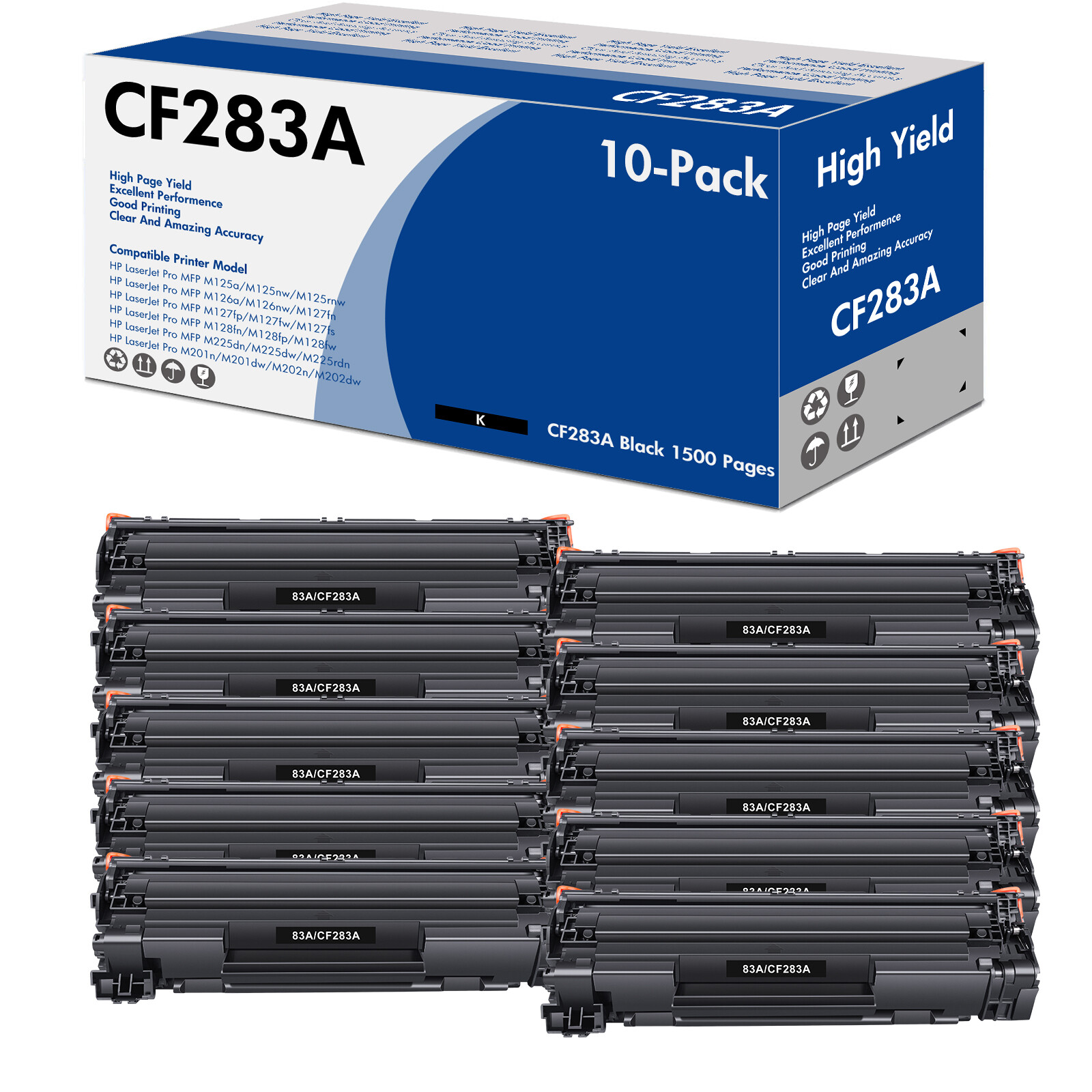 1-10PK CF283A Toner for HP 83A Toner Cartridge LaserJet Pro M127fn M127fw LOT