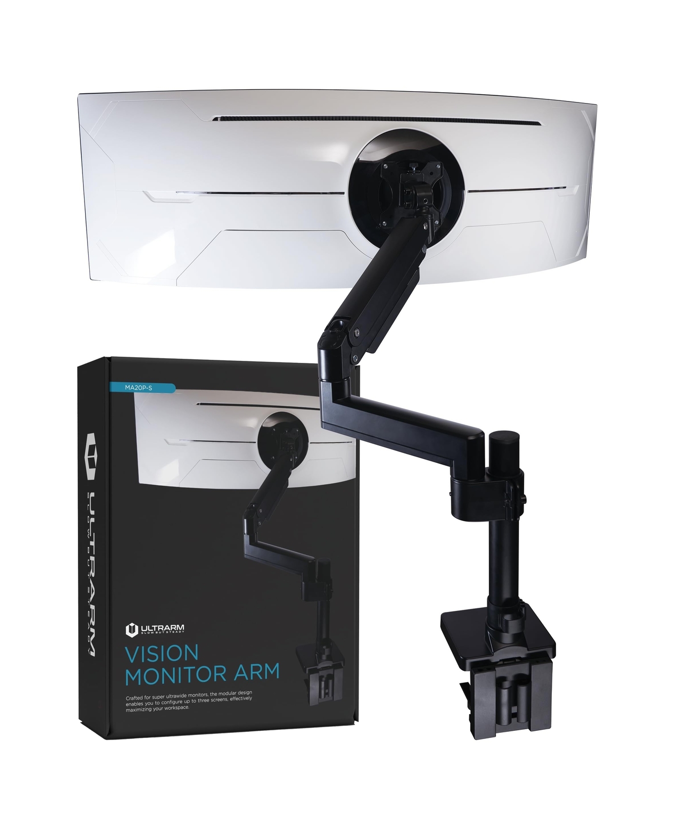 Heavy Duty Monitor Arm for Ultrawide Monitors up to 57" and 44 lbs, Single De...
