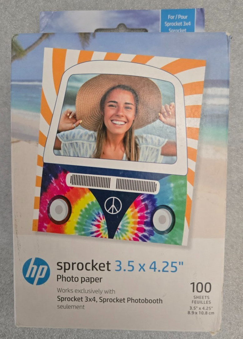 HP Sprocket Photo Paper 3.5 x 4.25" Zink Sticky-Backed 100-Sheets Pack