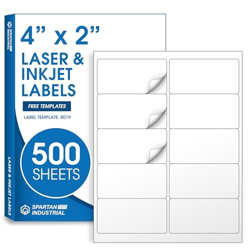 Printable Shipping Address Labels Compatible with Inkjet 4" X 2" 5000 Labels