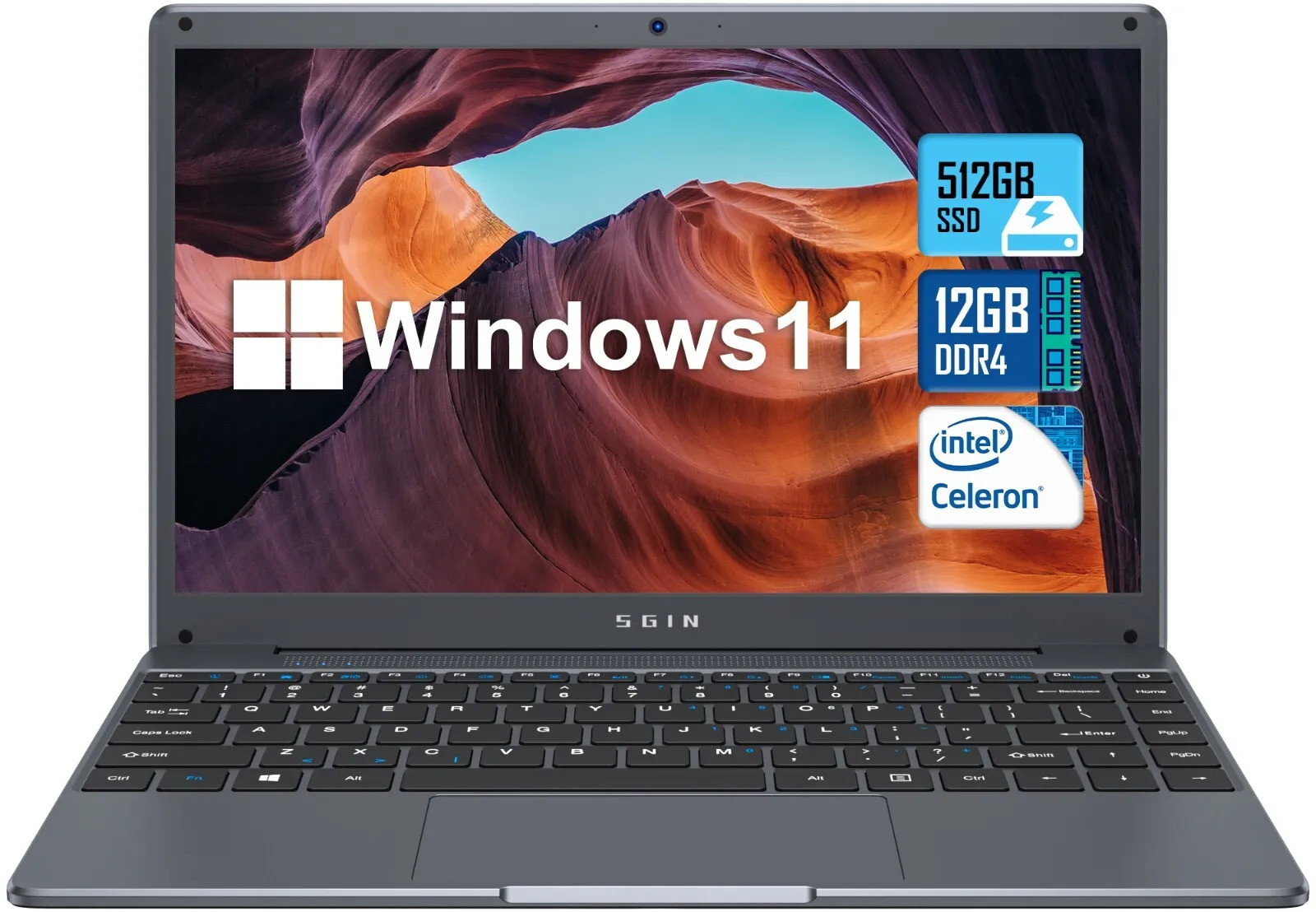 SGIN Laptop 14/15.6/17.3 Inch 128GB 256GB 512GB SSD 2.9GHz IPS Mini HDMI Type-C