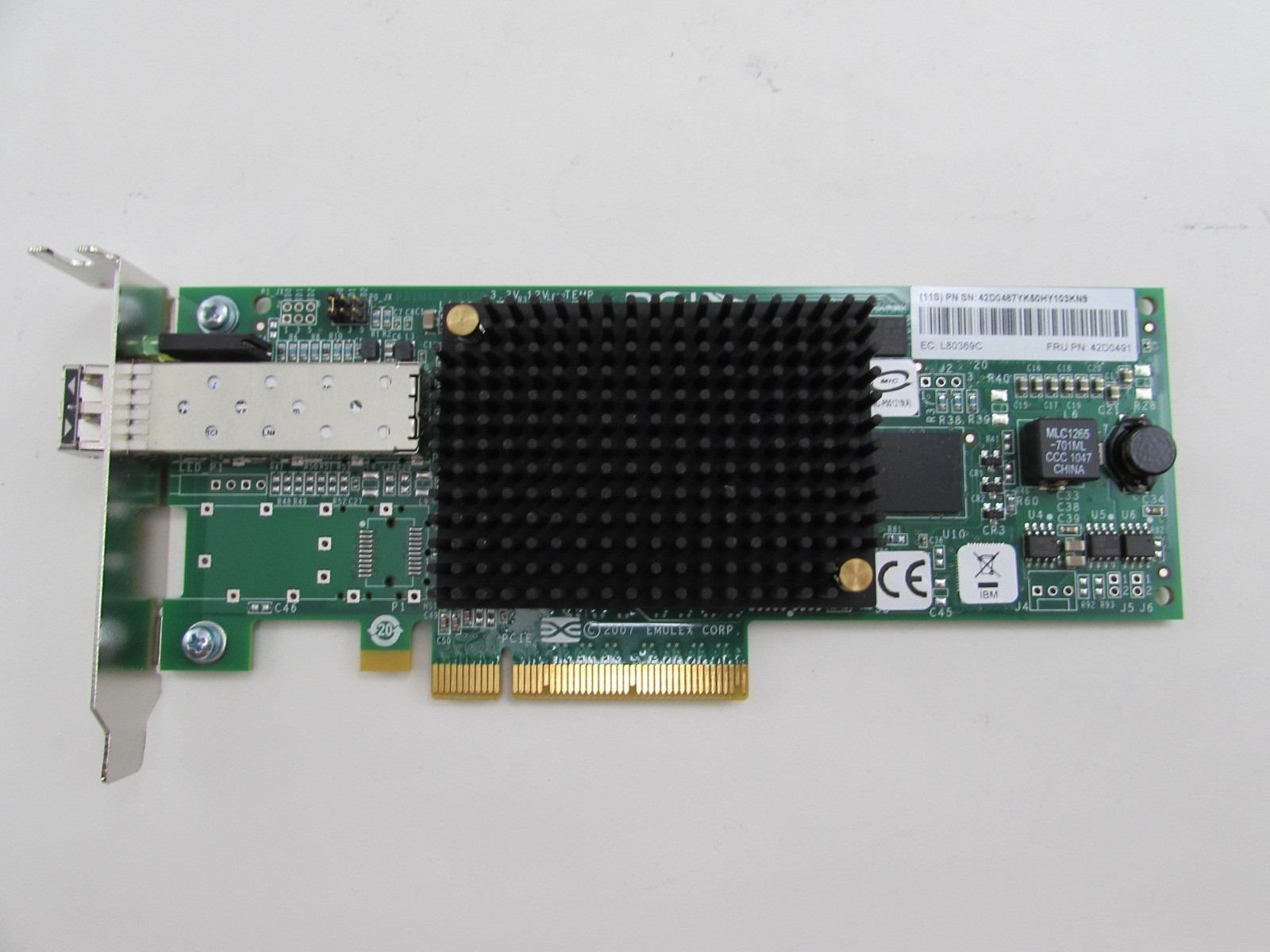IBM 42D0491 Emulex LPE12000 8Gb SFP PCIe x4 Host Bus Adapter + GBIC  Low Profile