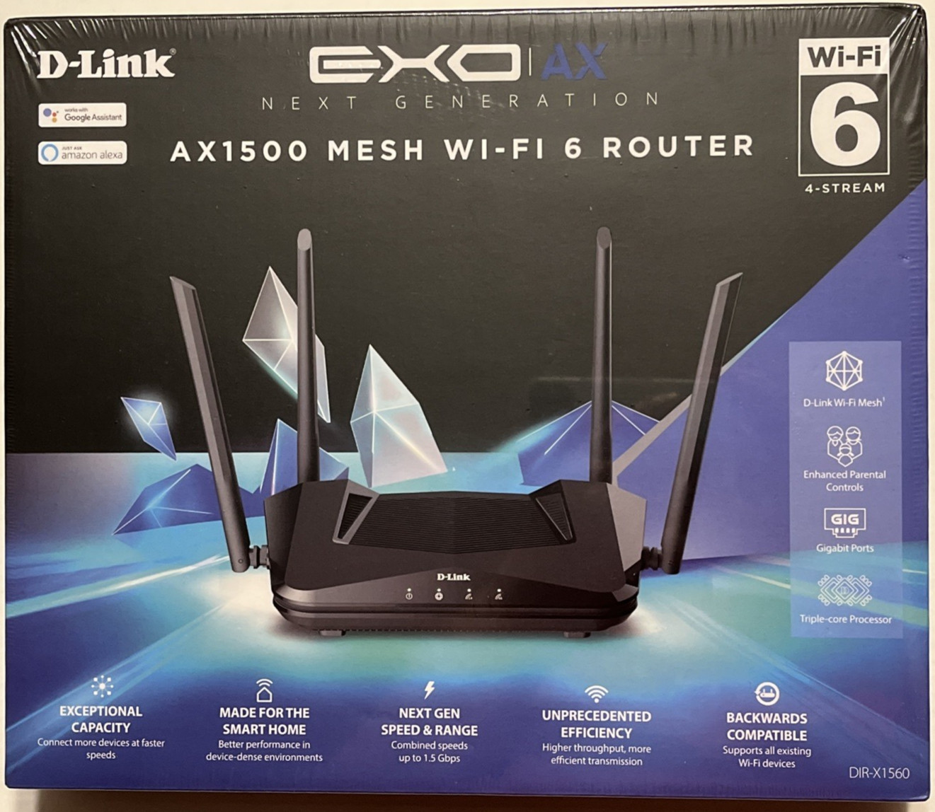 Brand NEW Next Generation D-Link EXO Black Mesh WiFi 6 Router AX1500