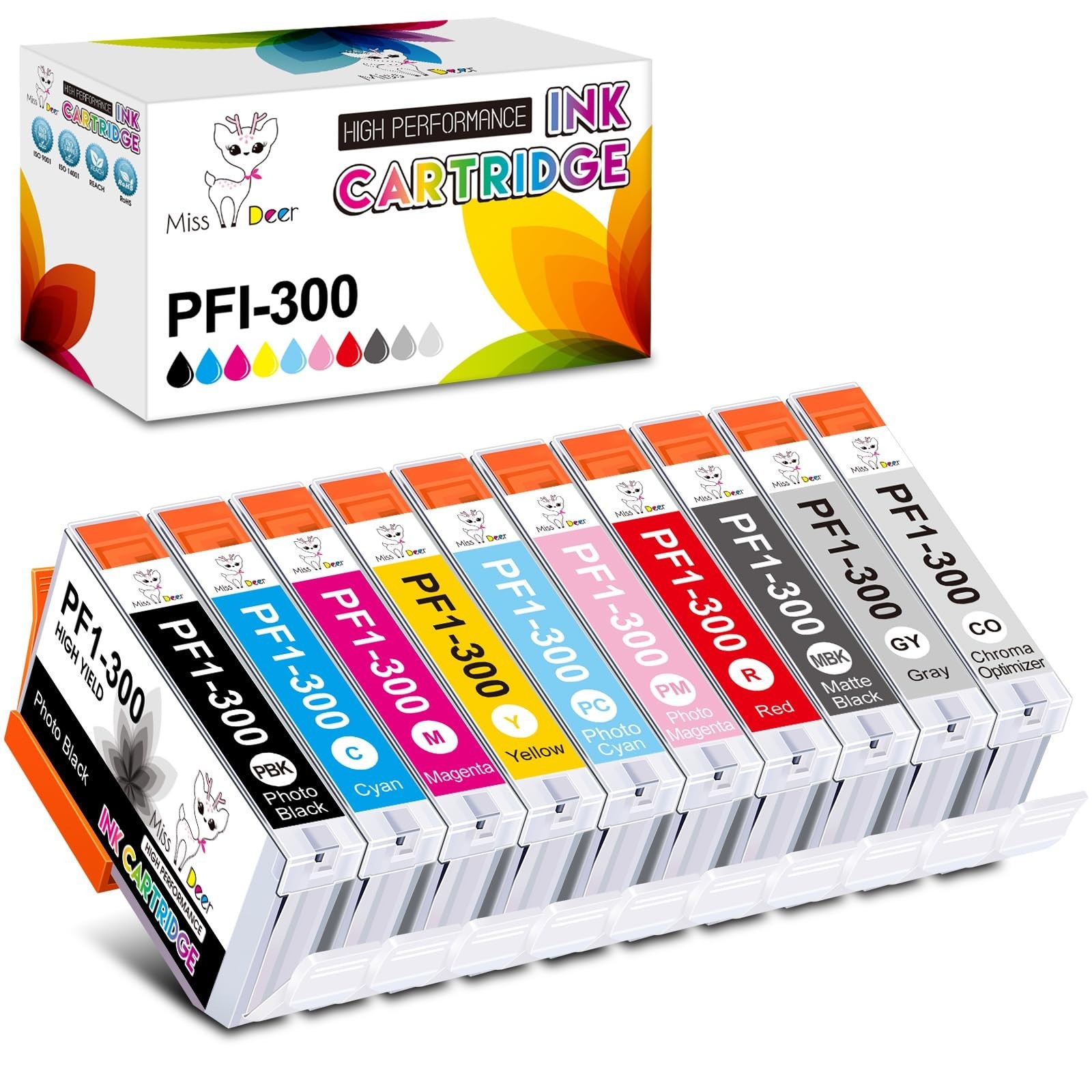 PFI-300 Compatible Ink Cartridges 10 Pack for Canon imagePROGRAF PRO-300