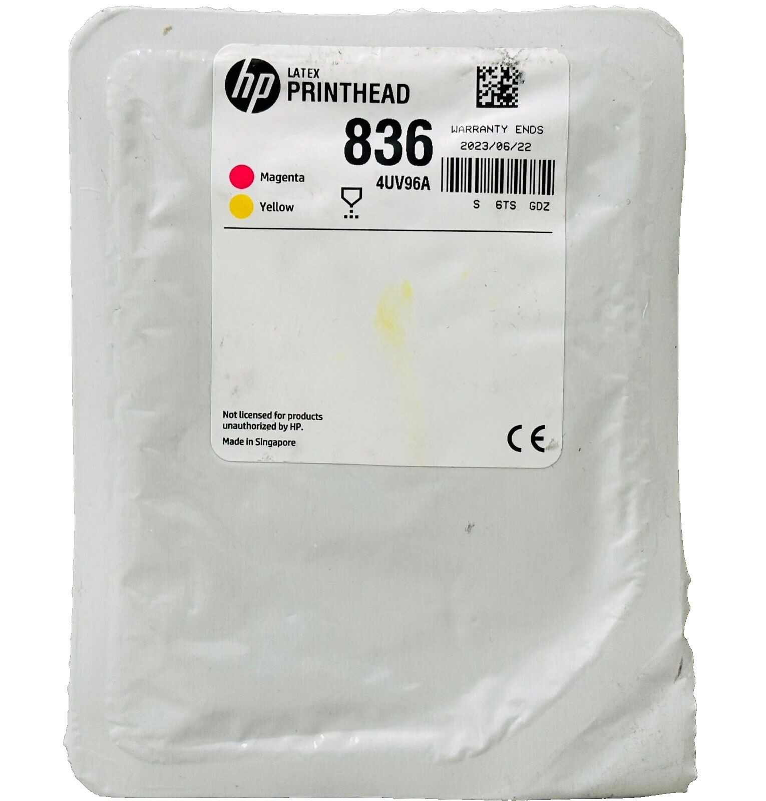 New Genuine HP 836 Magenta & Yellow (4UV96A) Printhead Cartridge Latex 700