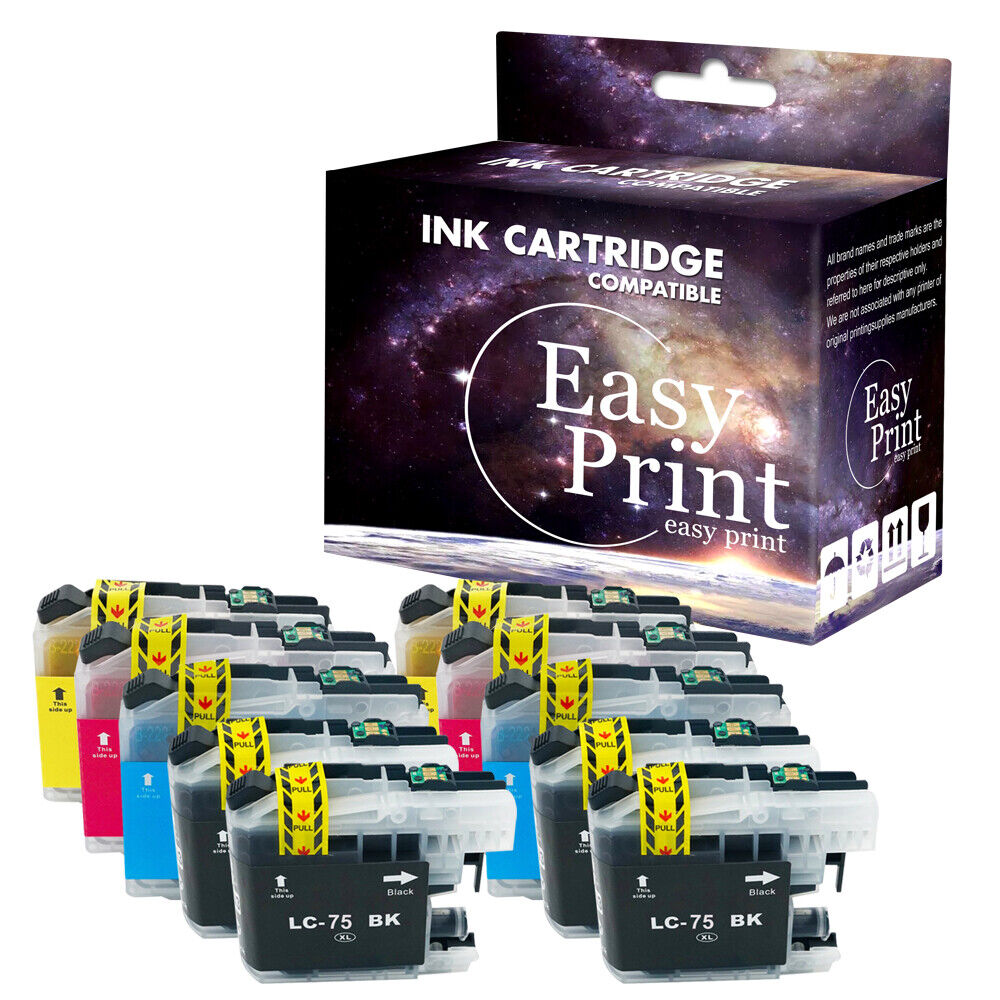 10PacK LC75 Ink Cartridge fits for Brother MFC-J430w MFC-J825DW MFC-J435W J835W