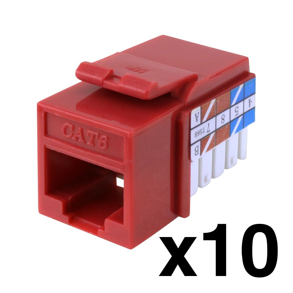 Construct Pro Cat6 (RJ-45) Keystone Jack (10 Pack, Red)