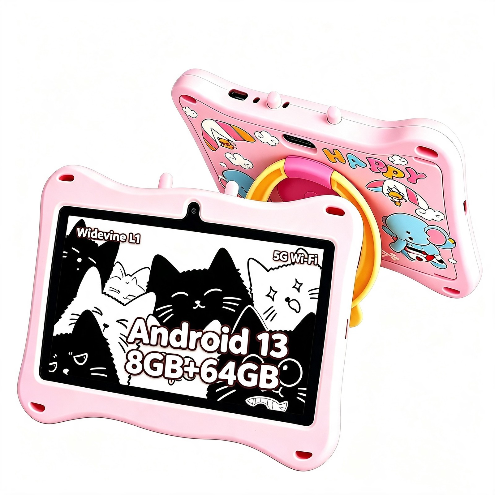 7 Inch Portable Kids Tablet Android 13 8GB RAM 64GB ROM Educational Learning Pad