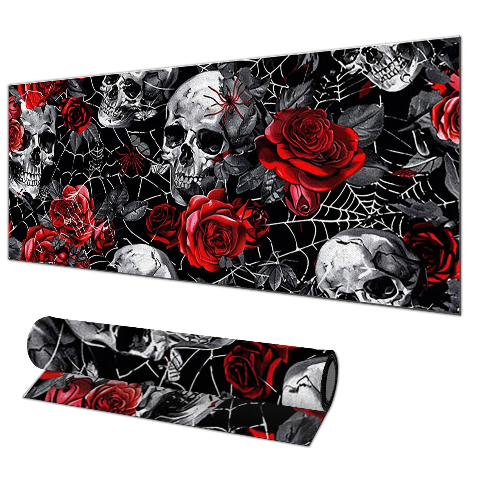 Large Pad 31.5x11.8 Inch Gaming Mousepad Skull Rose Non-Slip Keyboard Desktop...