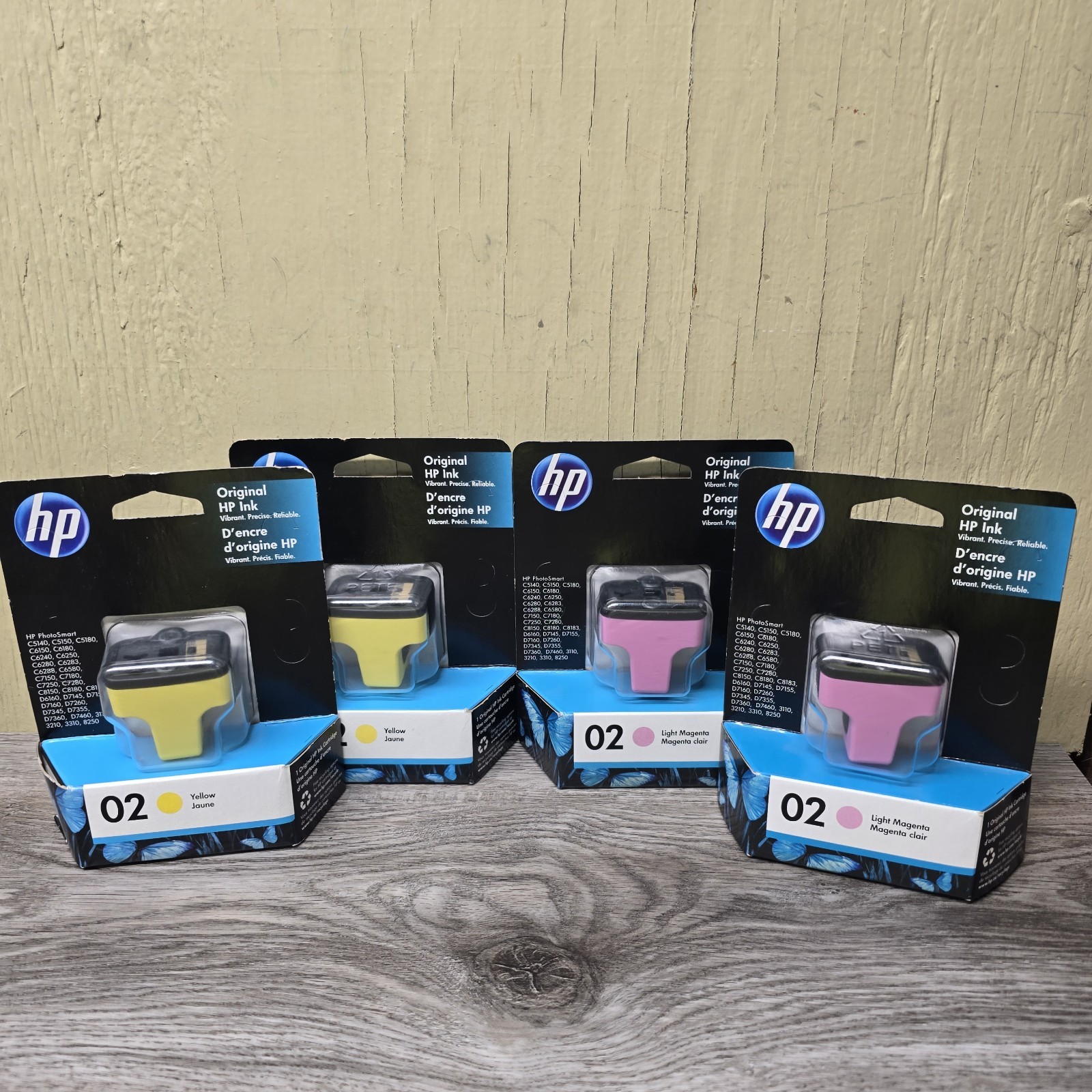 HP 02 Ink Cartridge Lot 4 Genuine OEM Yellow Light Magenta C8773WN C8775WN