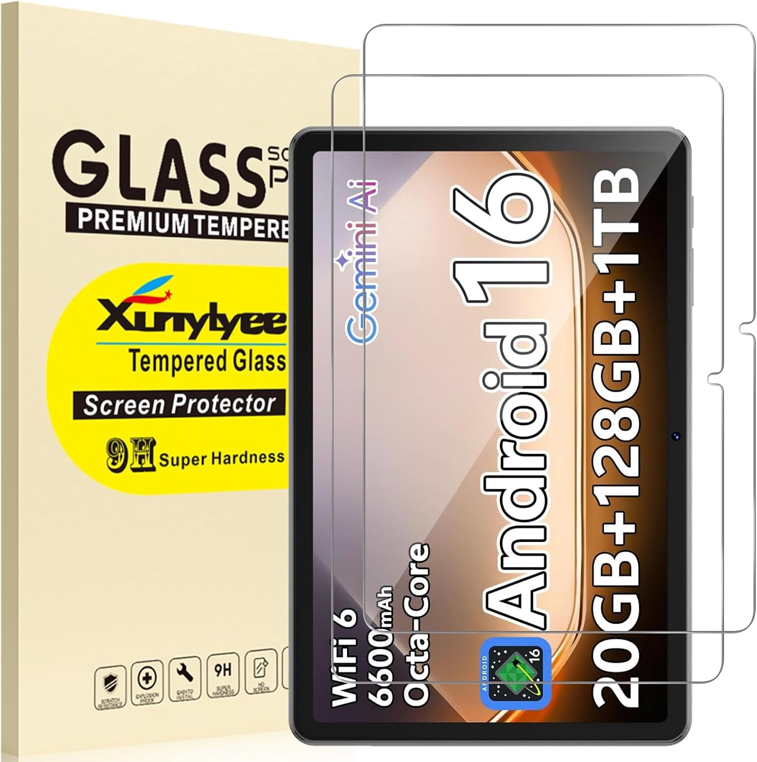10 Inch Android 16 Tablet Tempered Glass Film 2 Pack, 9H Hardness, Anti-Scratch