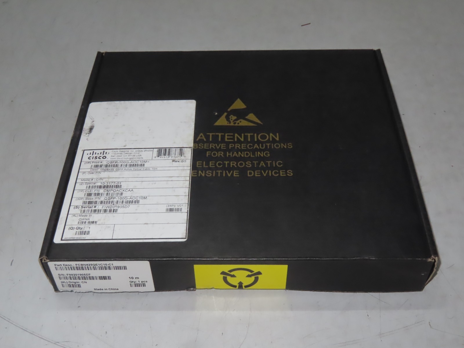 NIB Cisco 100G AOC 10M QSFP-100G-AOC 10M Active Optic Cable New Old Stock