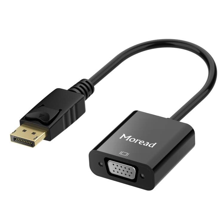 Moread DisplayPort (DP) to VGA Adapter, Gold-Plated Display Port Black