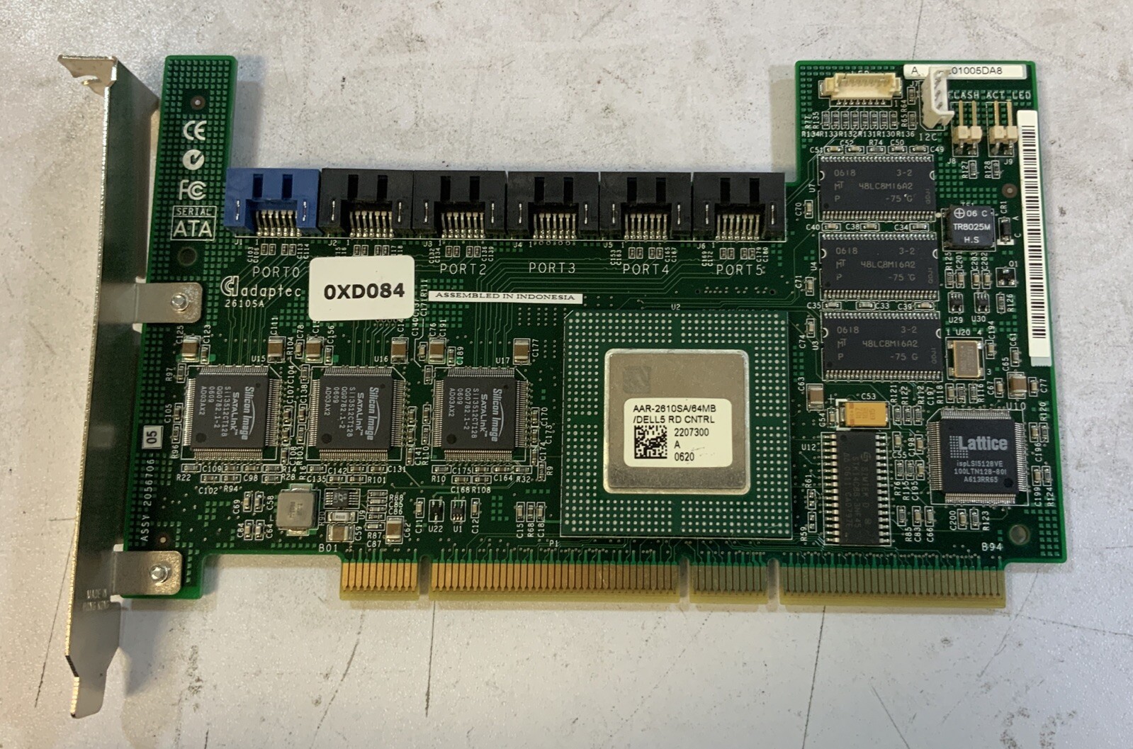 Adaptec AAR-2610SA 64MB Dell 0XD084 1.5GBPS SATA RAID PCI-E Controller-Q6B