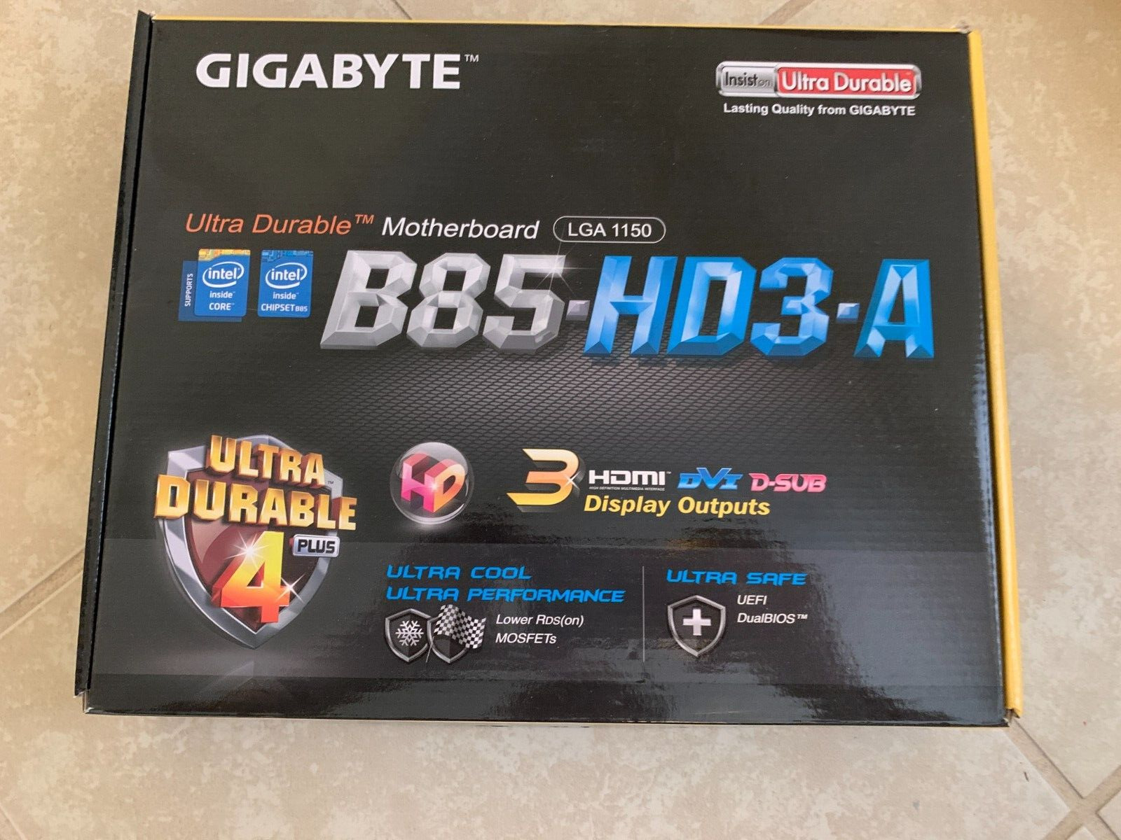 Gigabyte Intel B85 Motherboard GA-B85-HD3-A LGA 1150 DDR3 DVI HDMI USB 3.0 ATX