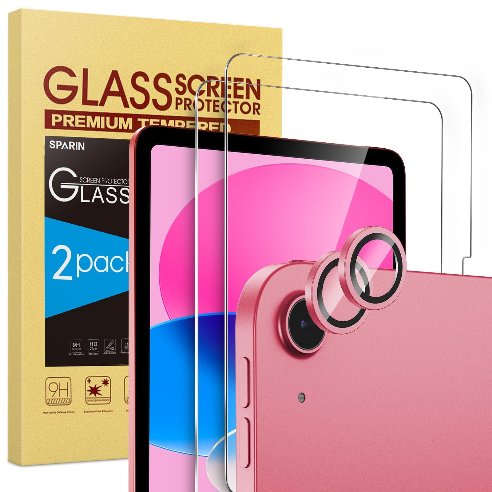 SPARIN 2+2 Pack Screen Protector for iPad (A16) a16&10th 11"/10.9", Pink