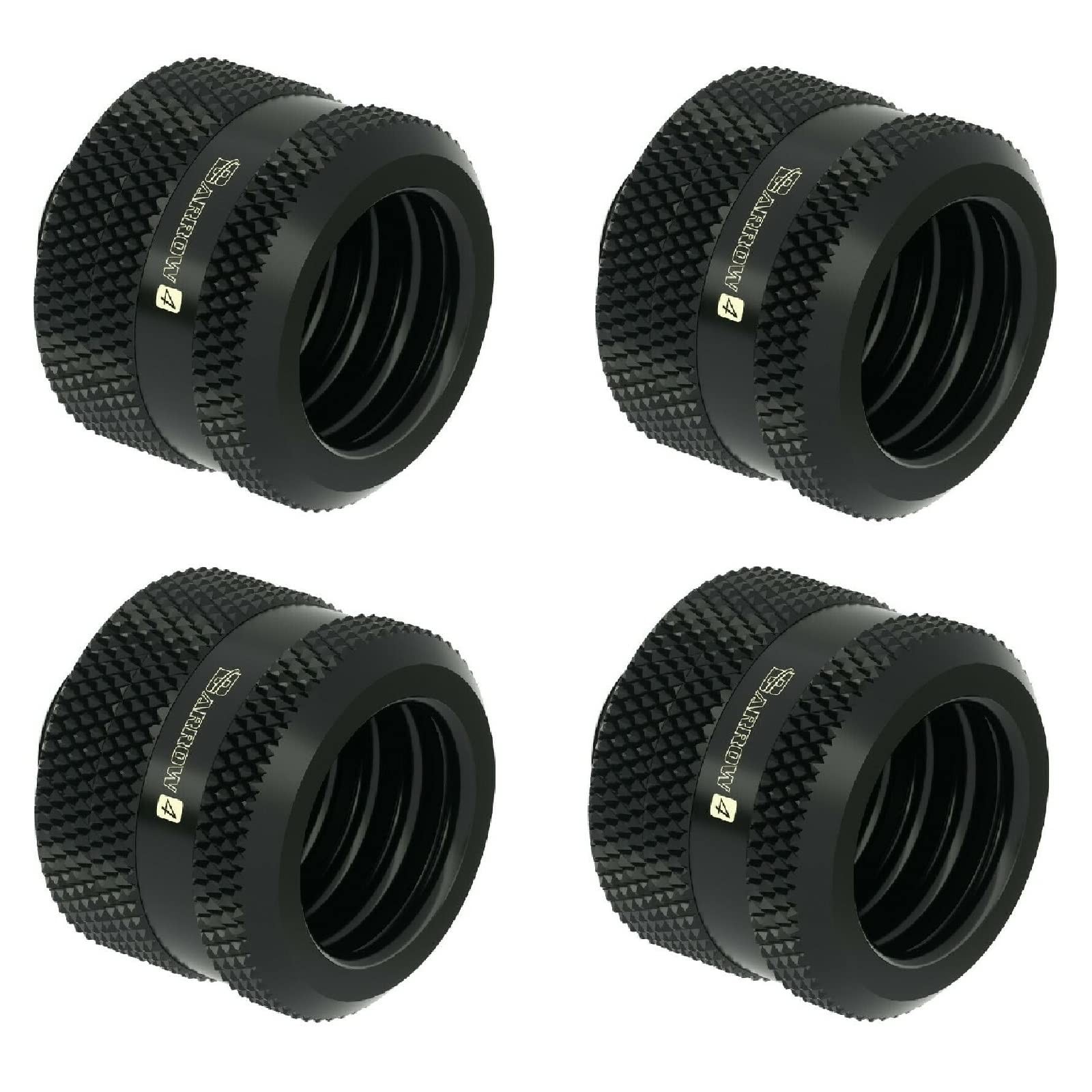 4 PCS Black G1/4 Inch To 16mm Hard Tubing Compression Fitting Water Cooling