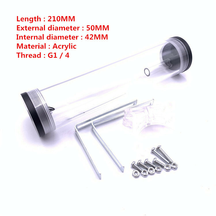 Computer water-cooled acrylic cylindrical water tank 210MM*50MM Front 3 holes