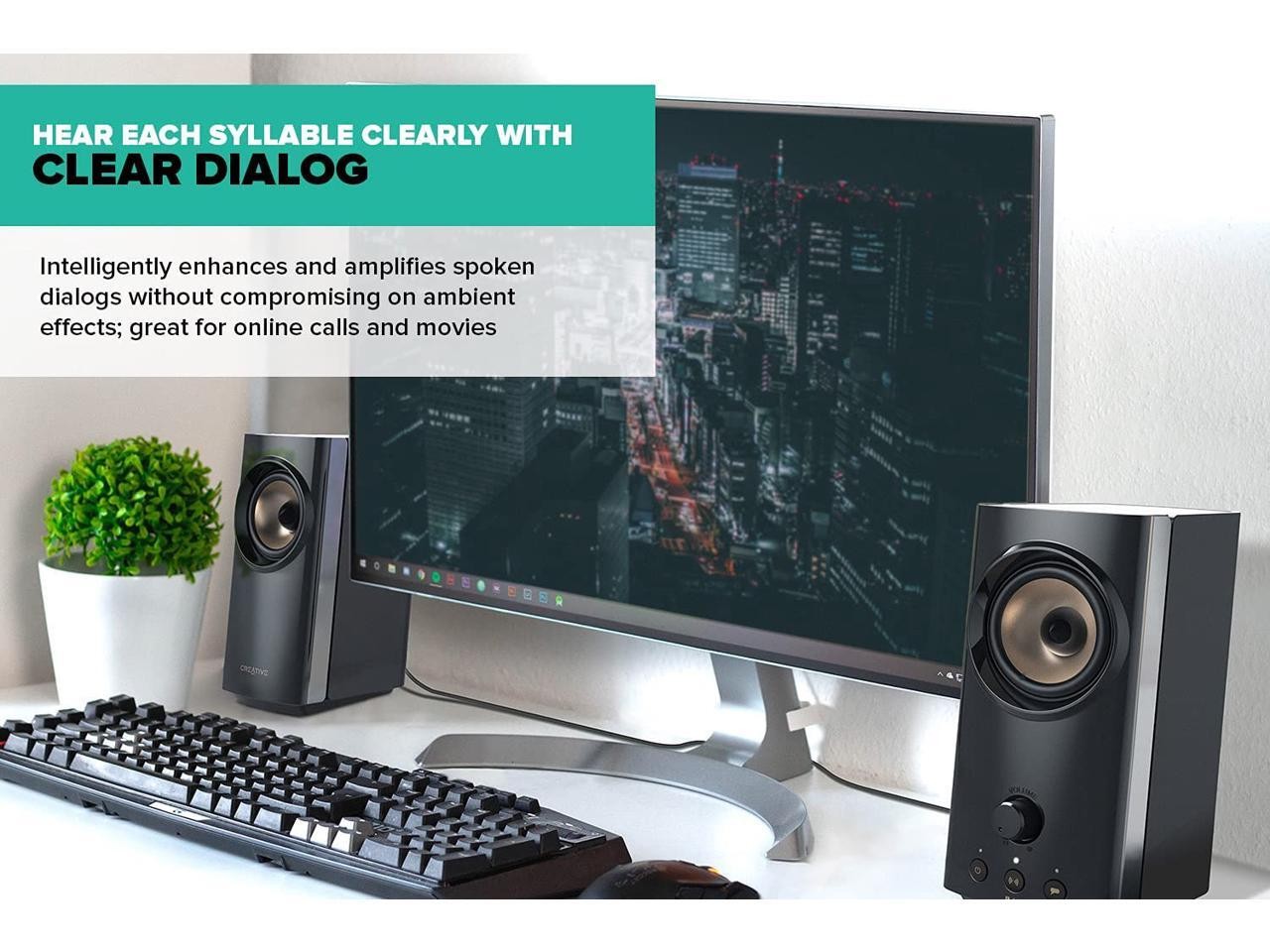 T60 2.0 Compact Hi-Fi Desktop Speakers with Clear Dialog and Surround Creative