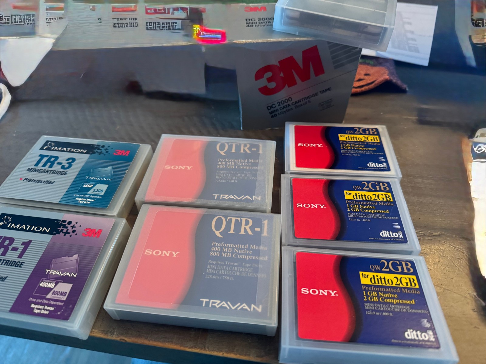 Lot13 Data Cartridges,3M DC2000 40 Mbytes, Sony QW2GB, QTR-1 400MB,Imation TR1&3