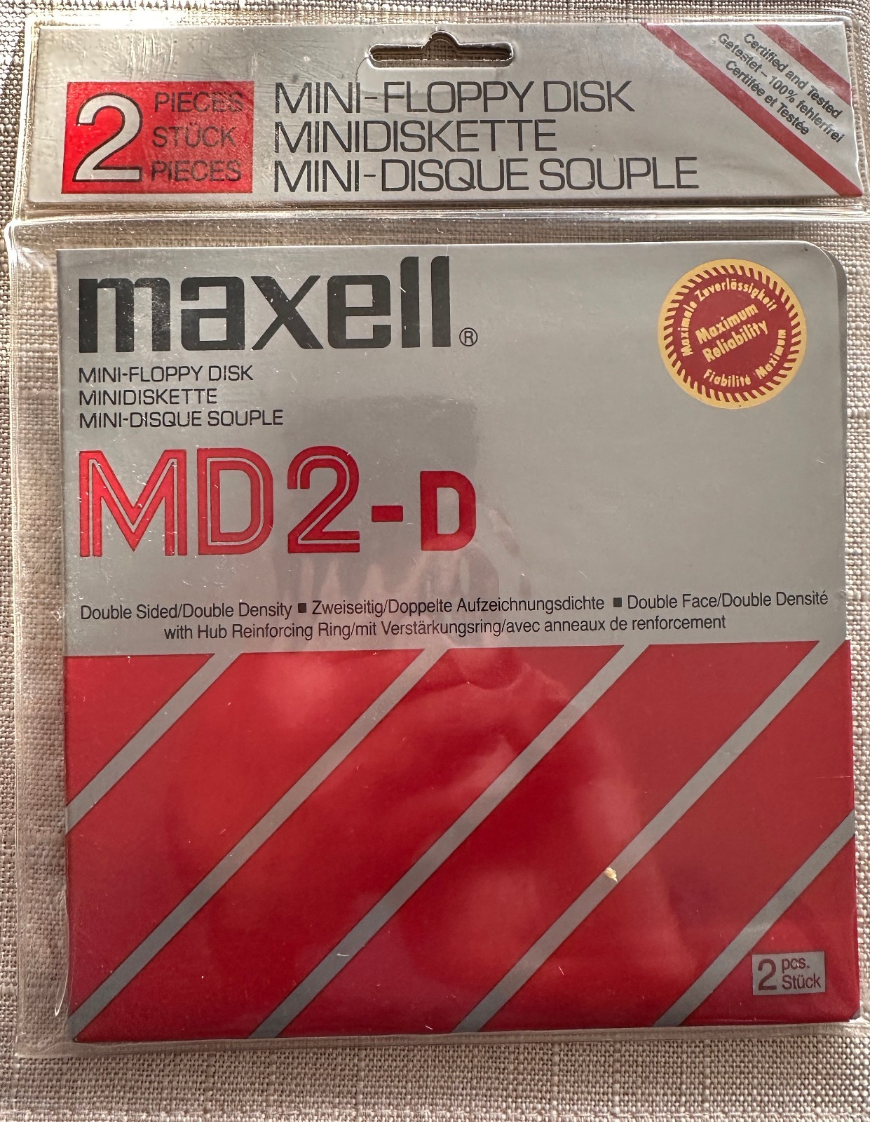 Mini Floppy Disk Maxell 2 Pcs - NEW (Sealed Packed)