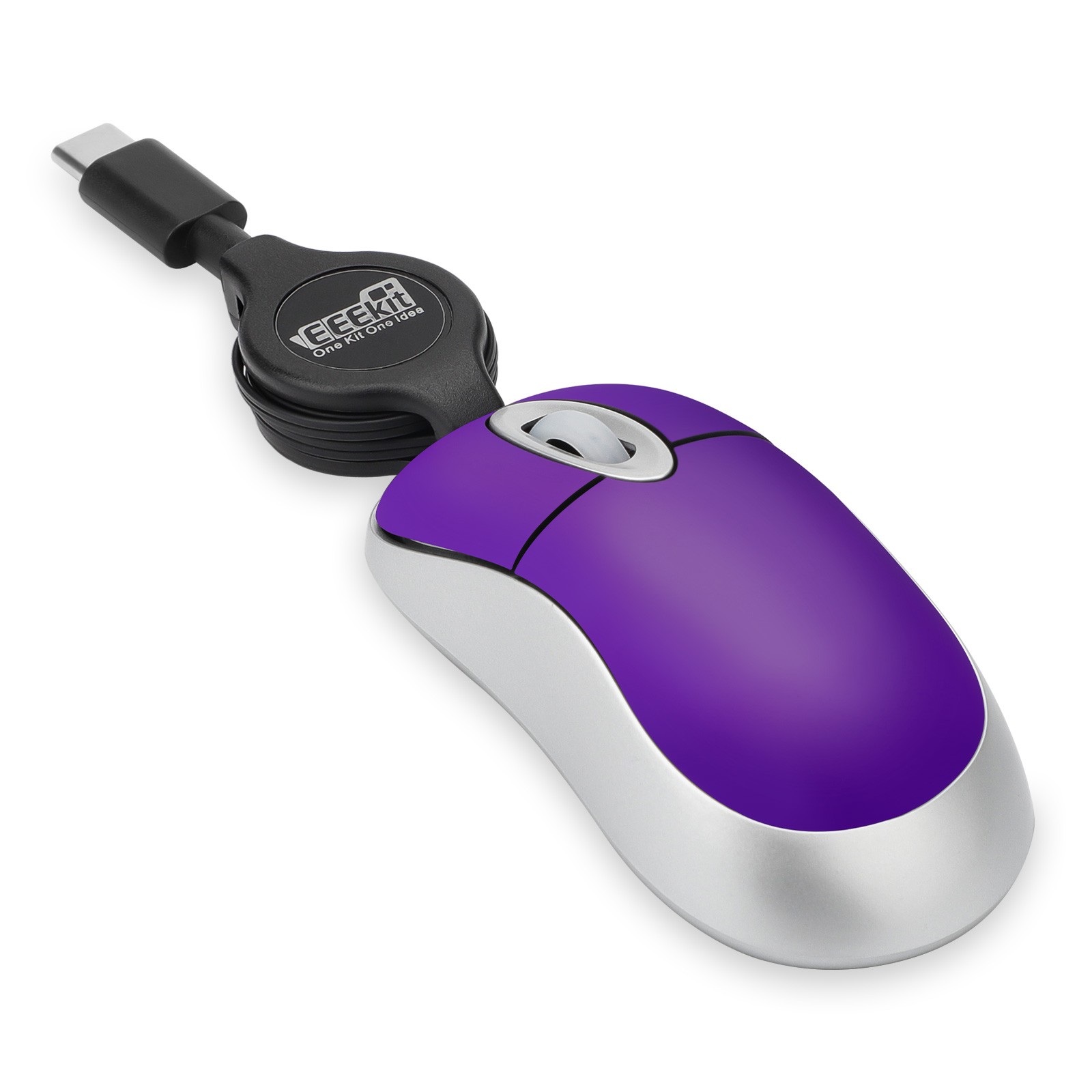 USB C Optical Mouse Mini Wired Mice w/ Retractable Cable for PC Computer Laptop