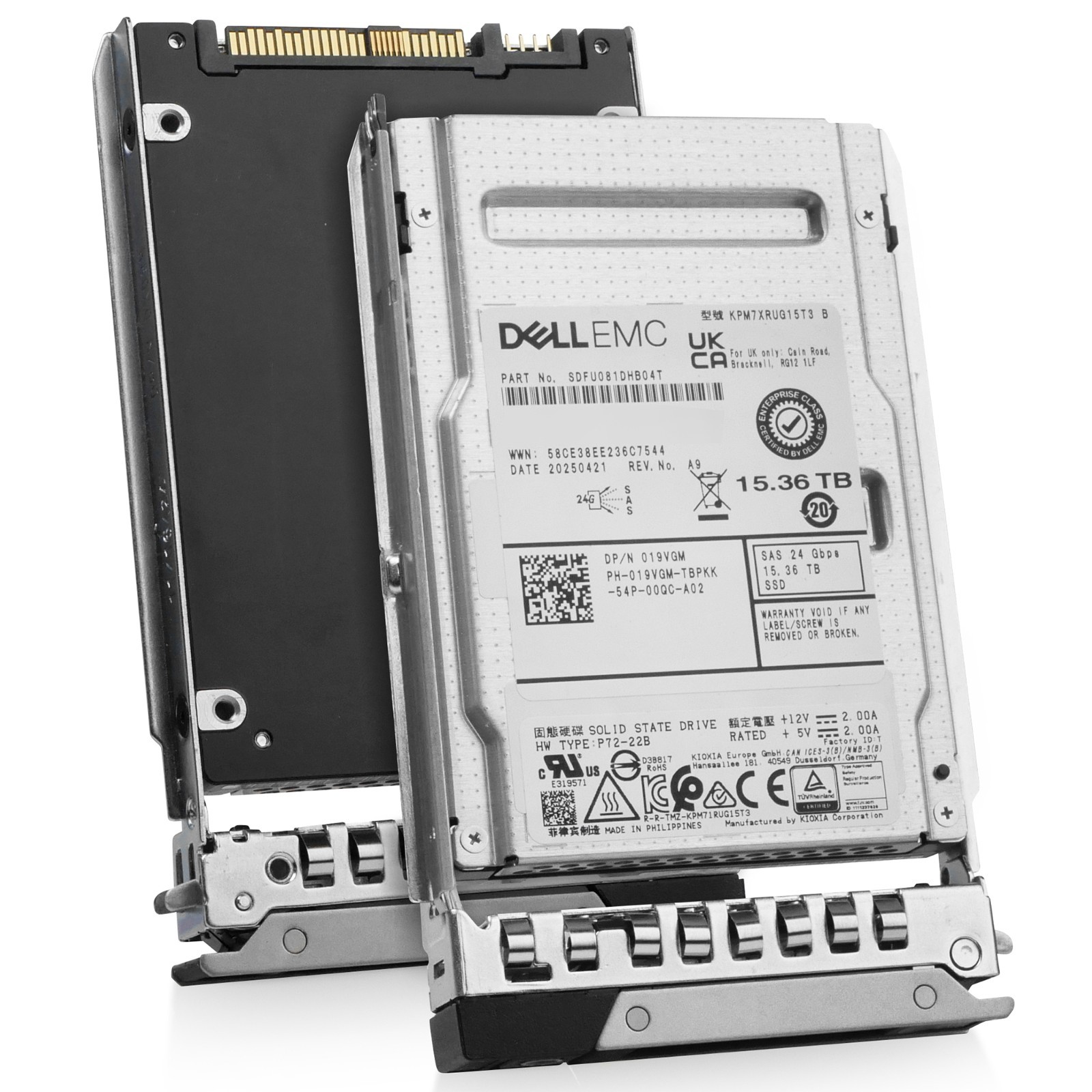 Dell 15.36TB SAS-4 24Gb/s 3D TLC 2.5" 1 DWPD Read Intensive SSD - 56M84 G16