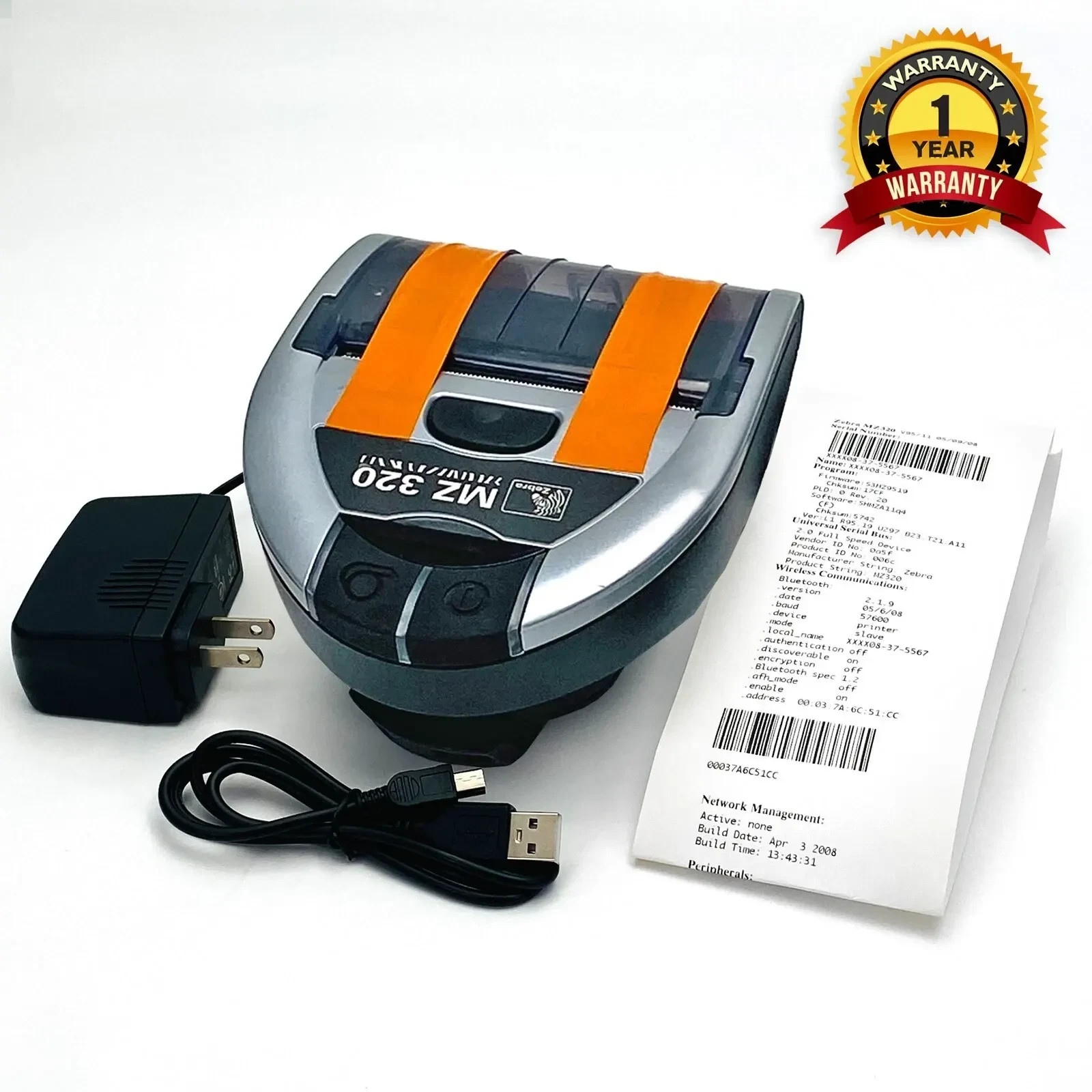 Zebra MZ320 Mobile Thermal Receipt Label Printer Bluetooth USB 1 YR WARRANTY