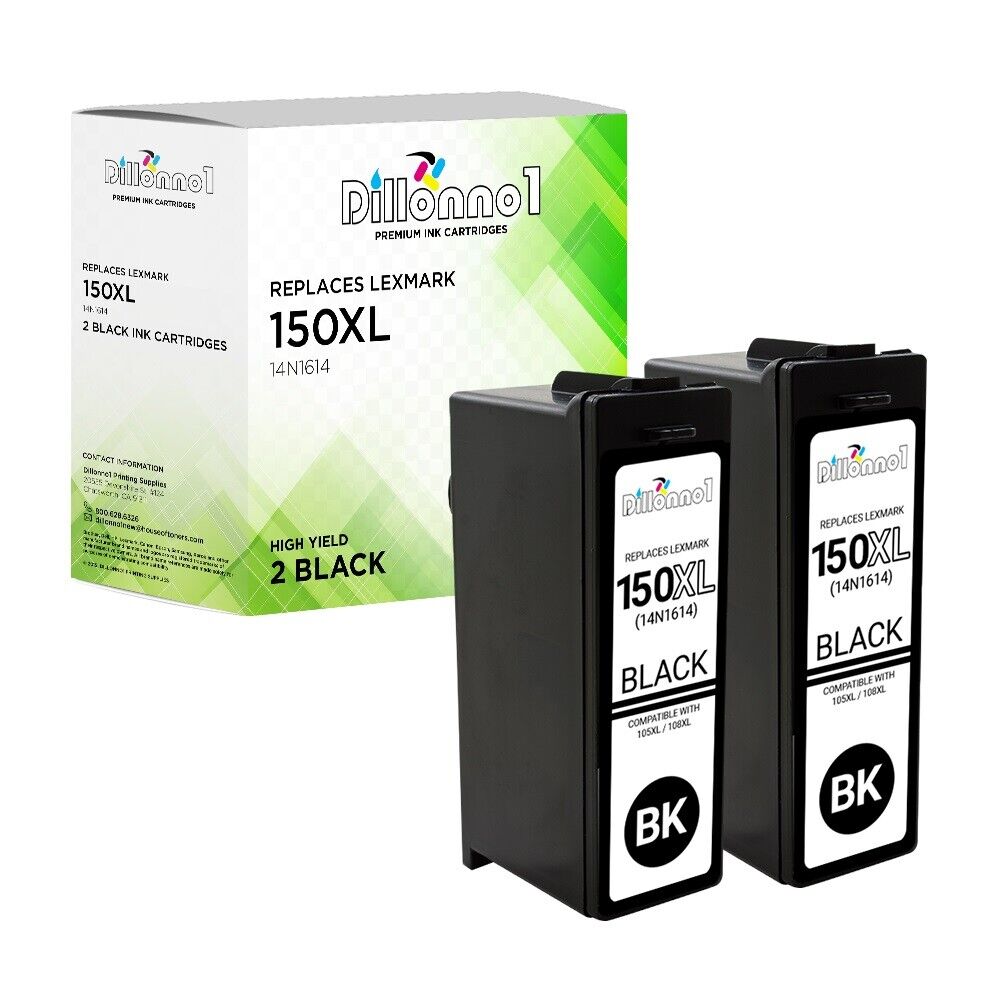 2pk For Lexmark 150XL 150 XL High Yield Black Ink Cartridge For S315 S415 S515