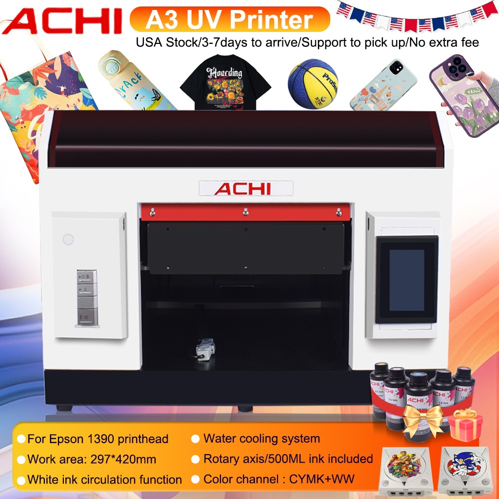 USED A3 UV Printer 1390 Printhead Cylindrical 3D Embossed Flat Acrylic Metal US