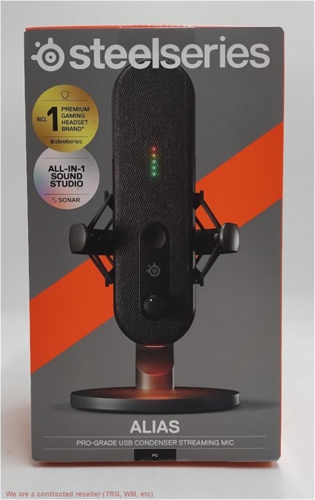 SteelSeries Alias Microphone: USB-C Condenser with Cardioid Polar Pattern