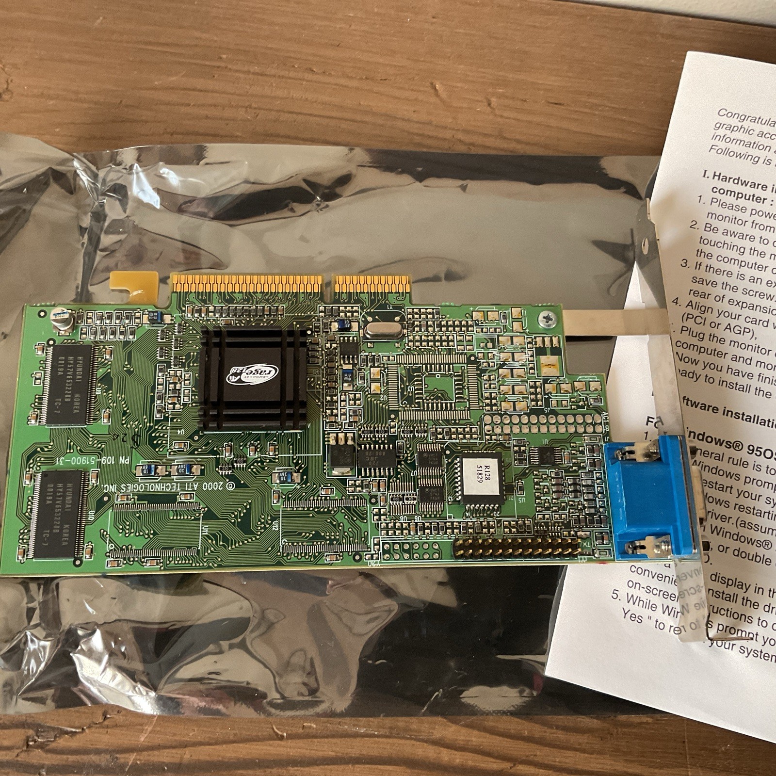Vtg 2000 ATI Rage 128 16MB AGP Video Graphics Card 109-51900-31