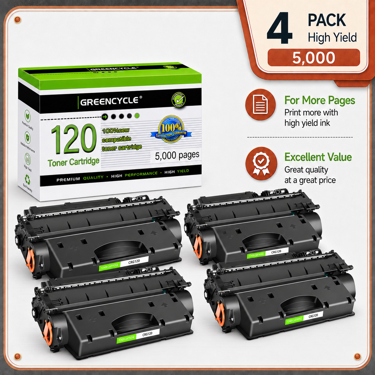 4 PACK CRG120 120 Toner for Canon ImageClass D1170 D1180 D1120 D1150 D1370