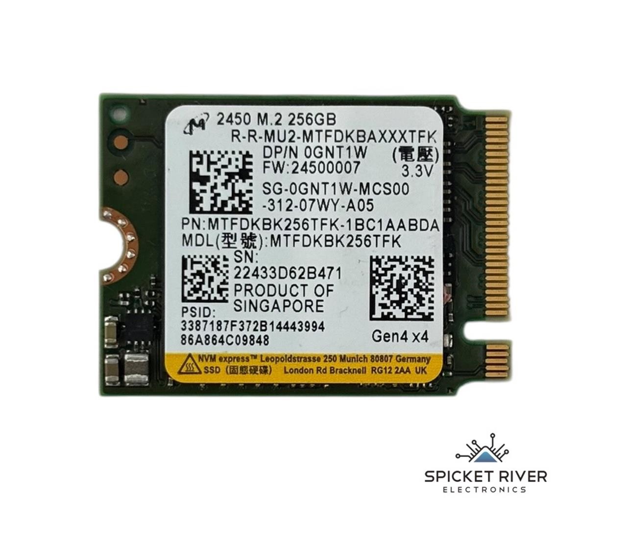 Micron 2450 M.2 2230 256GB NVMe PCIe Gen4 x4 Solid State Drive SSD