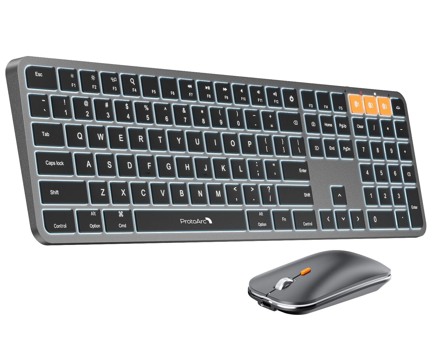 Backlit Bluetooth Keyboard Mouse for Mac, KM100-A Ultra Slim Wireless Keyboar...