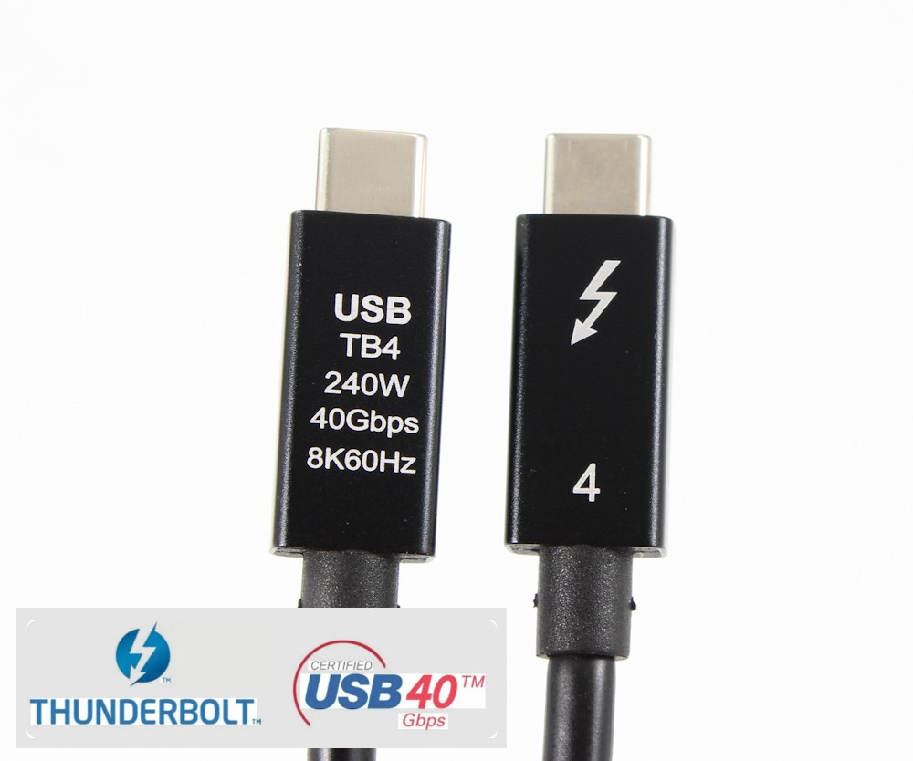 USB4 Type-C to Type-C Thunderbolt Cable USB-C Male to Male Black Lifetime